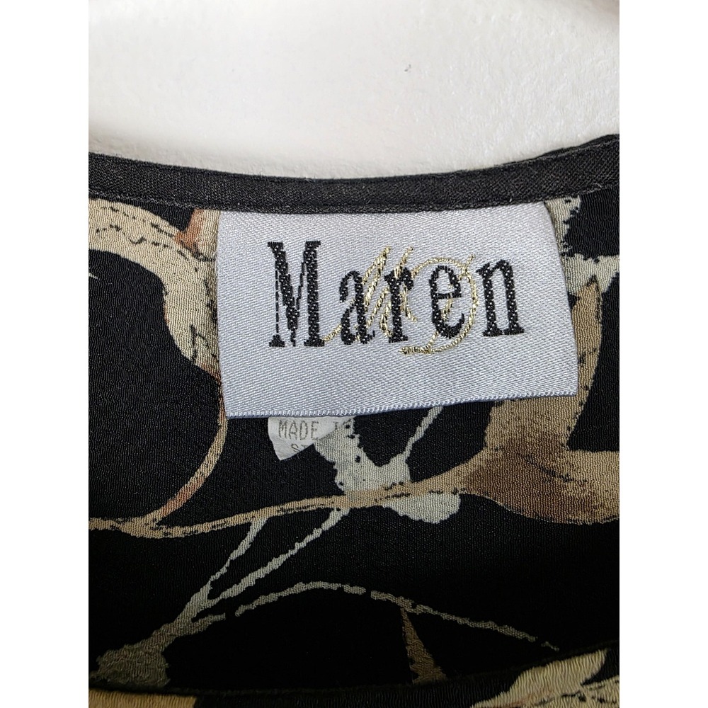 Maren Dress Womens Medium Black Floral Shift Midi‎ Sleeveless Slit Sides Y2K - Picture 2 of 11